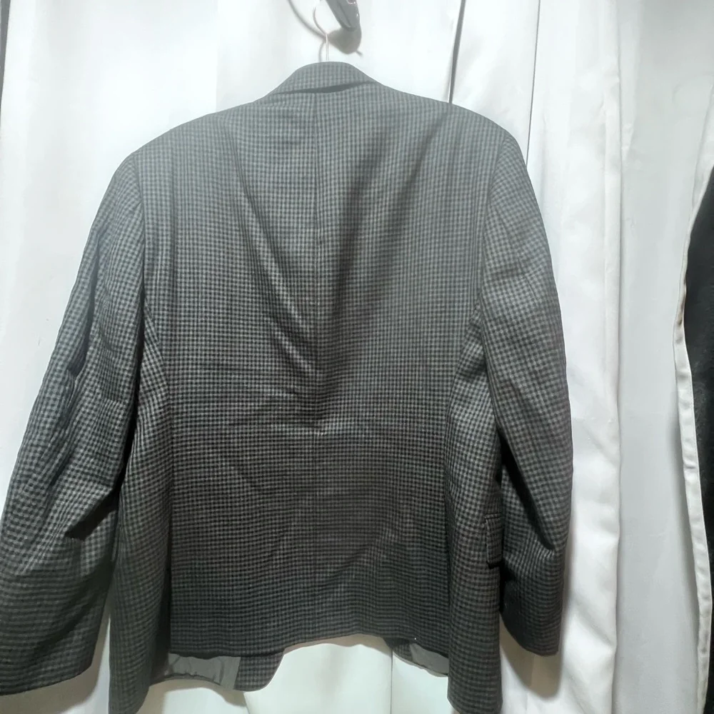 Michael Kors 100% Wool Blazer 40S Grey Houndstooth Sport Coat Short